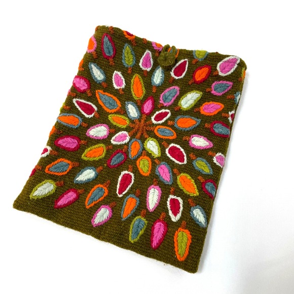 Jenny Krauss Embroidered Wool Pouch Bag Multicolored Boho Tribal - Picture 1 of 7